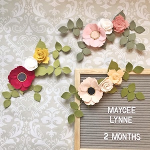 Blush Felt Flower Swag, BABY letterboard accessory, handmade felt flowers, NURSERY Monthly Milestone Photo Prop