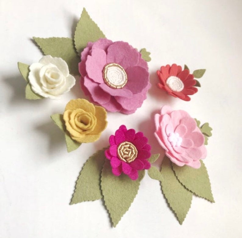 Loose felt flowers / BLUSH PINK / kids room decor / ready to Etsy