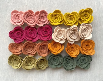 felt posies / WOODLAND ROSE / felt flowers / mini & small / craft all assembled / orange gold / burgundy blush / olive bronze / Handmade