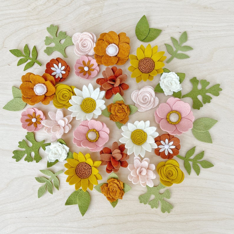 Handmade Felt Flowers: Blush Spice, Boho Nursery Decor image 2