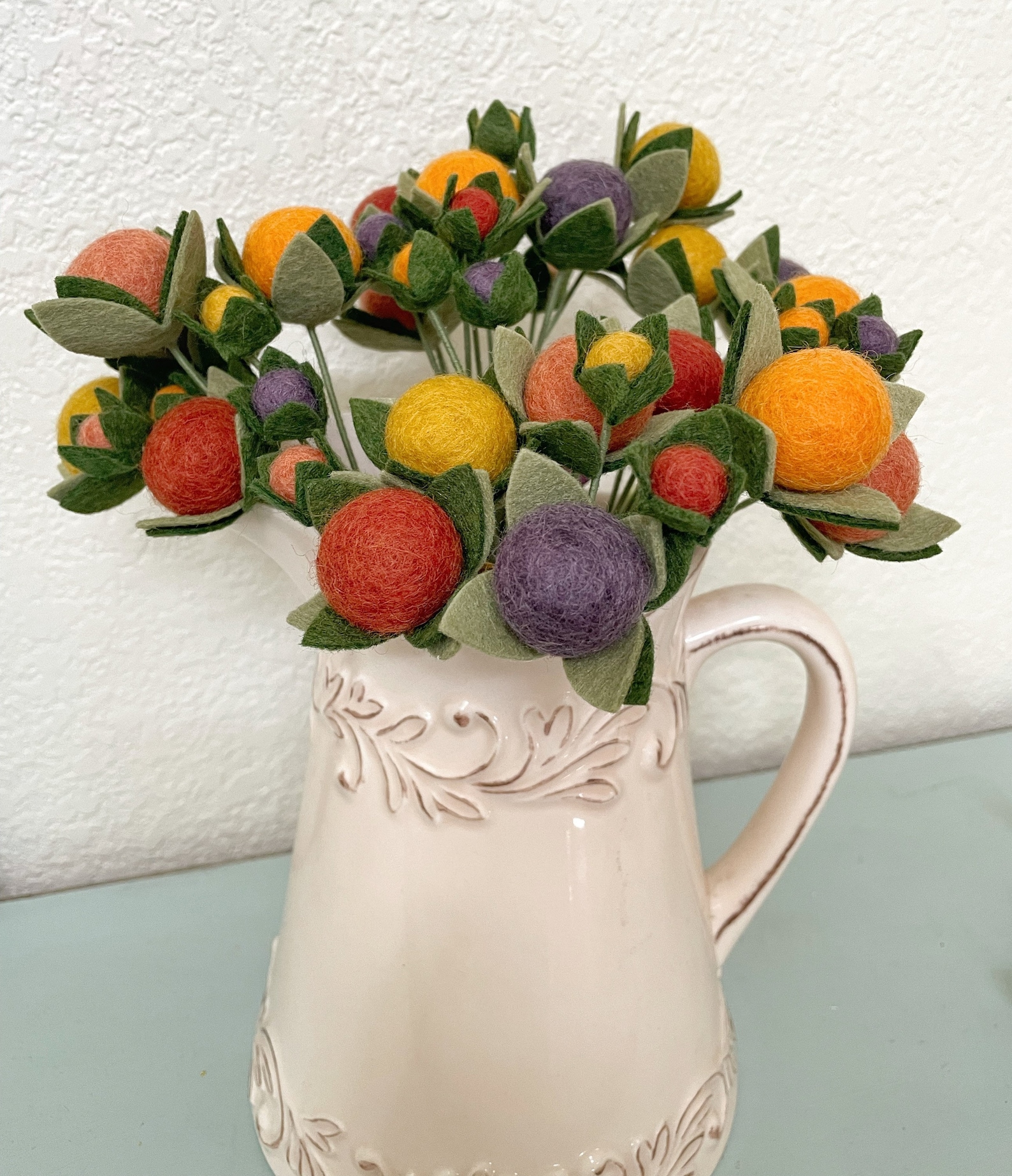 Felt Ball Bouquet / Spring Felt Blooms / Wool Felt Flowers / Etsy