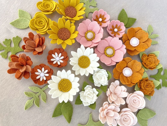 Handmade Felt Flowers: Blush Spice, Boho Nursery Decor