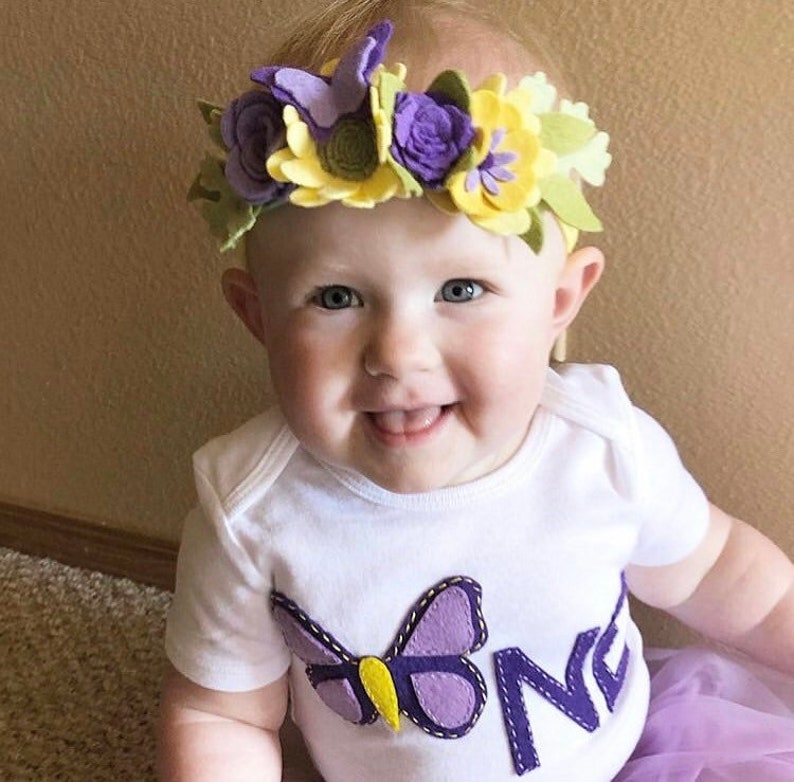 PURPLE SPRING felt flowers loose diy craft lavender white yellow daisy rose ready to use headband mobile cake signs wreath
