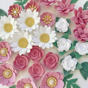 Handmade Felt Flowers: Blush Spice, Boho Nursery Decor PINKS & WHITE