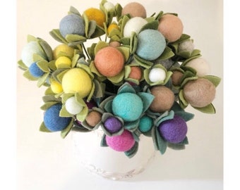 Felt bud bouquet / felt blooms / gold blush /farmhouse decor / nursery / bud vase / neutral / tan / white / gray / billy balls