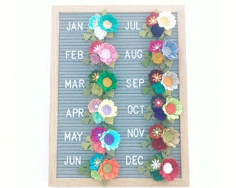 letter board accessory / set of 6 - 12 mini bouquets / summer felt flowers /monthly theme / photo prop / milestone / holiday home decor