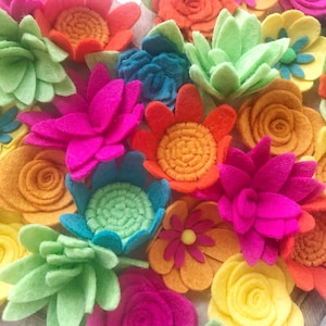 Loose felt flowers / BRIGHT CHEER / birthday / planner / summer / ready to craft / orange yellow / daisies roses pansies / RAINBOW