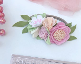 Felt flower crown / felt roses / handmade headband / first birthday / blush / pastels / photo prop / family pictures / felt florals / custom