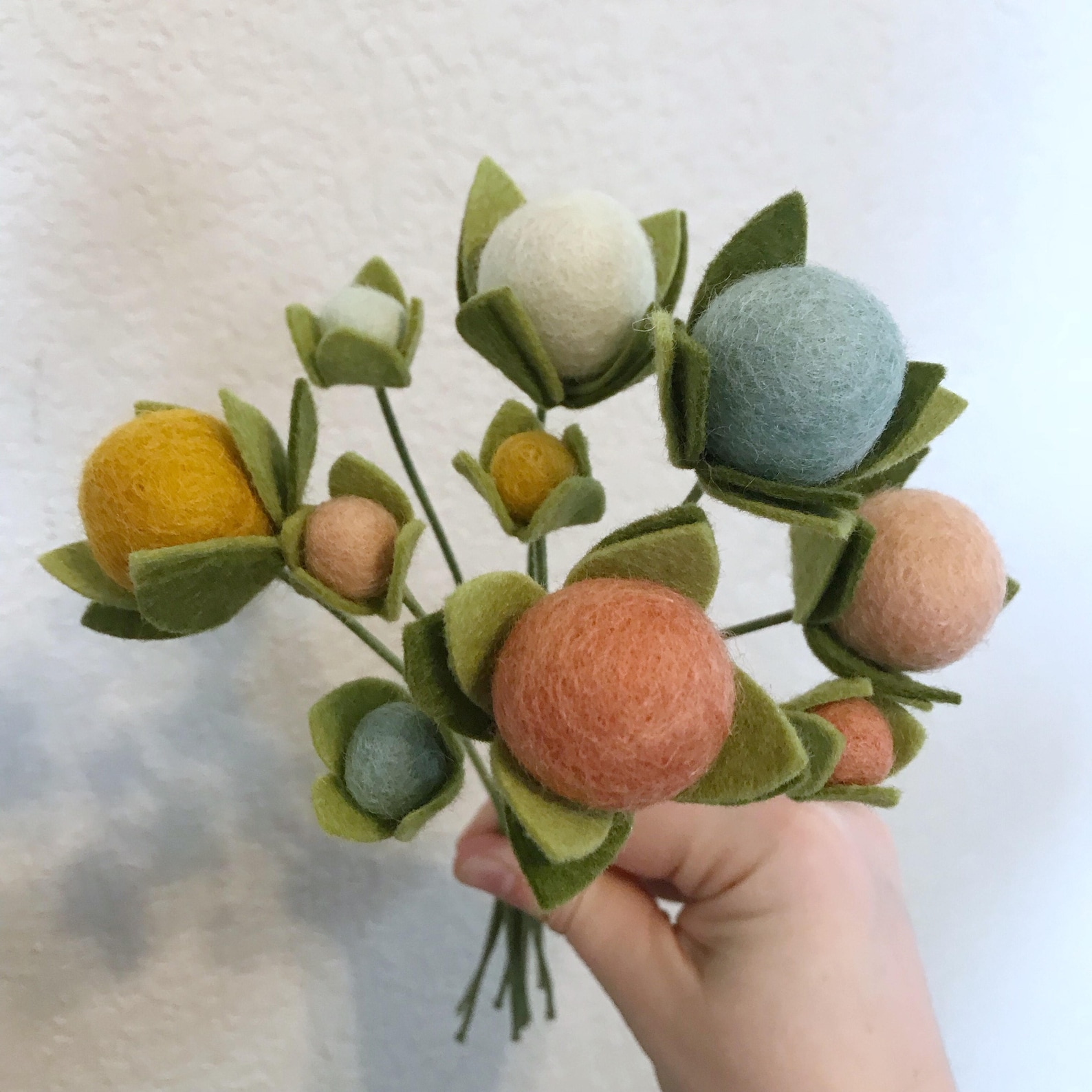 Felt Ball Bouquet / Spring Felt Blooms / Wool Felt Flowers / Etsy