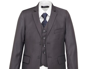 SUIT LAB - Charcoal Grey Boy Suits - Formal, Wedding, Church, Communion, Tuxedo Suit