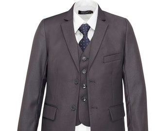 SUIT LAB - Charcoal Grey Boys Suit - Formal, Wedding, Church, Communion, Page Boy