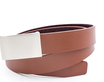 SUIT LAB - Boys Baby Brown Leather Belt Flat Buckle Belt - Wedding, Formal, Church, Communion, Casual Belt