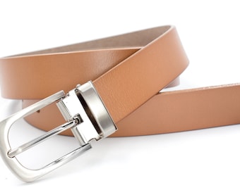 SUIT LAB - Boys Tan Leather Belt Clasp Buckle Belt - Wedding, Formal, Church, Communion, Casual Belt