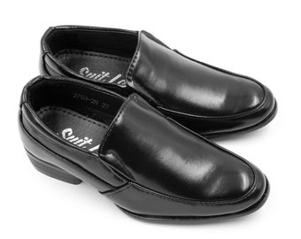 SUIT LAB - Boys Slip On Black Shoes - Wedding, Church, Formal, Communion Shoes