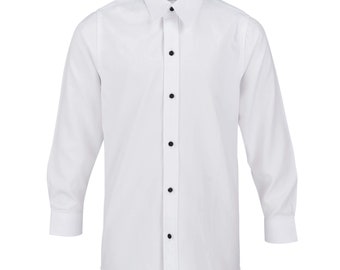 SUIT LAB - Textured Boys Shirt With Black Button - Wedding, Church, Formal, Communion Shirts