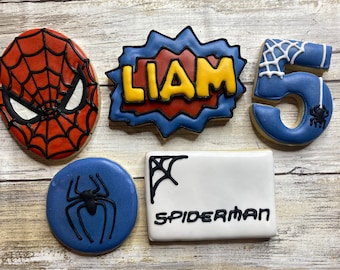 Spiderman Inspired Birthday Cookies: Super Hero Party Favors, boy,