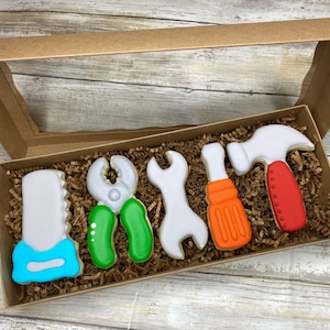 Tool Set Cookies, handyman gift, boxed cookie gift, child's party treat, boy's birthday, construction gift, new home gift