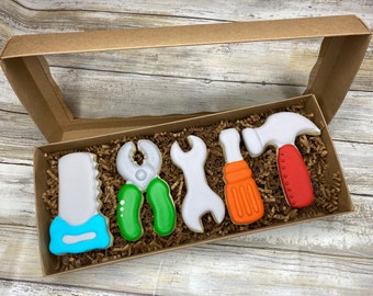 Tool Set Cookies, handyman gift, boxed cookie gift, child's party treat, boy's birthday, construction gift, new home gift