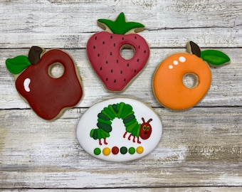 The Very Hungry Caterpillar Cookies: Eric Carle Birthday Party Favors, one dozen