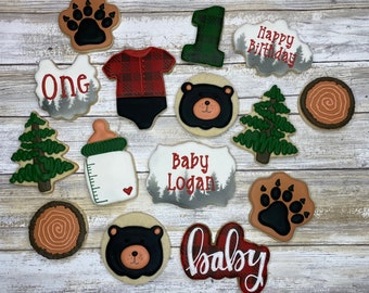 Woodland Theme Baby Shower Cookies, woodland animal cookies, party favor, shower theme, outdoor cookies, birthday cookies, winter animals