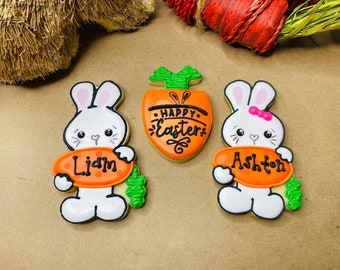 Personalized Easter Bunny Sugar Cookie Set, Easter Basket Gift