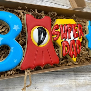 Super Hero Dad Boxed Cookie Set, Father&#39;s day gift, step father gift, father of the bride gift
