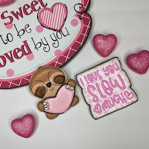 I Love You SLOW Much Valentine's Day Cookie Set, valentine's day gift, Custom cookies, valentine's party, party favor, sloth cookies