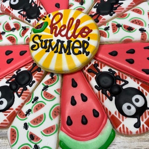 Sommer Theme Cookie Platter, Picknick Kekse, Sommer Geschenk, Lehrer Geschenk, Wassermelone, Ameisen, Sommer Party, Mitbringsel