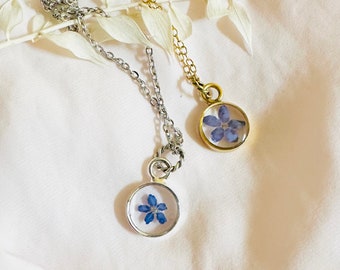 Forget me not flower charm necklace