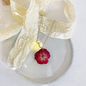 Real rose flower necklace pressed and preserved necklace, botanical jewelry, gardeners gift, red rose flower , gift for her. Jewelry for her