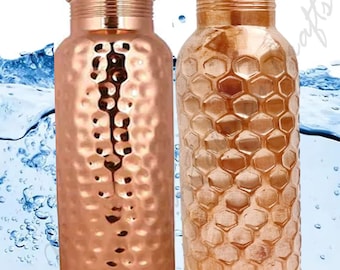 Hammered Copper Water Bottle: 900ml Ayurveda Yoga Bottle