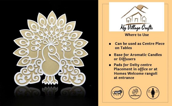 Printfry Reusable Pine Wood Rangoli Stencils - Pack Of 3, Diwali Design Templates, 30x30 Cm