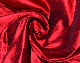 Tela de seda dupioni rojo oscuro, seda nupcial, 44" de ancho