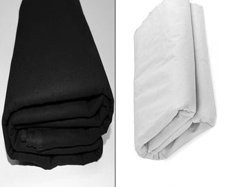Black and White Cotton Muslin Fabric: Medium Weight Calico Cloth By The Yard