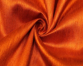 Pure Orange Colors Dupioni Raw Silk Fabric, Dupioni Silk Fabric, Raw Silk Dupioni Fabric By Gown Fabric For Bridal Dress Fabric By Yards