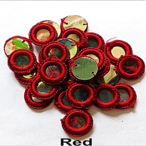 20 Farben Handgemachte Zari Thread Spiegel Aufnäher: Indische Stickerei Ringe (15 MM)