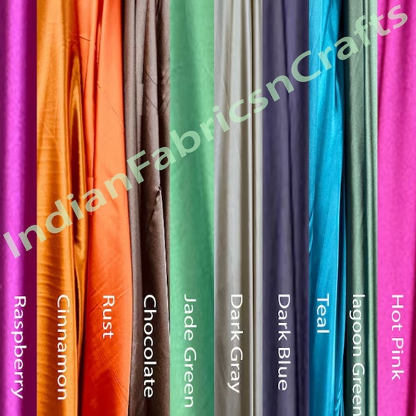 Tissu en soie multicolore uni, tissu en soie 100% pur, tissu en soie de mariage indien par les yards/mètre, tissu en soie uni 20 couleurs