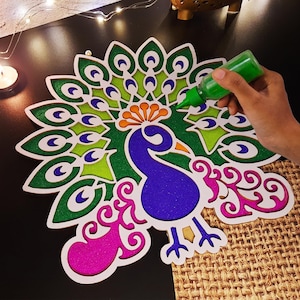 Herbruikbare Diwali Rangoli-sjabloon. Houten basis Mdf Rangoli Basis 12, Diwali Decor, Diwali Decoratie, Entree Housewarming Rangoli Decoratie