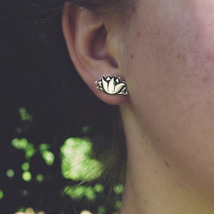 Silver Lotus Earrings