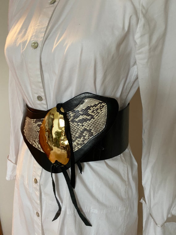 Vintage 80s Python Belt, Genuine Python, Statement