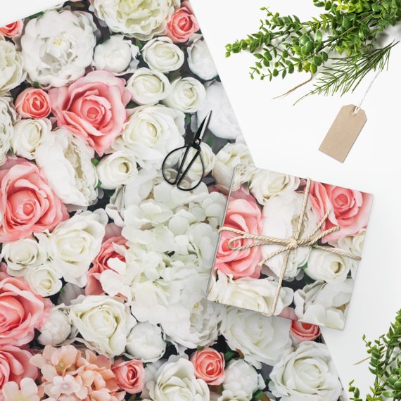 Floral Wrapping Paper, Wedding, Birthday, Roses, Succulent