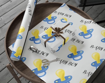 Gift Wrap Wrapping Papers for Boy Baby Shower, Birthday Party Supplies, Baby Shower Gift Wrap, Blue Boy Gift Wrap