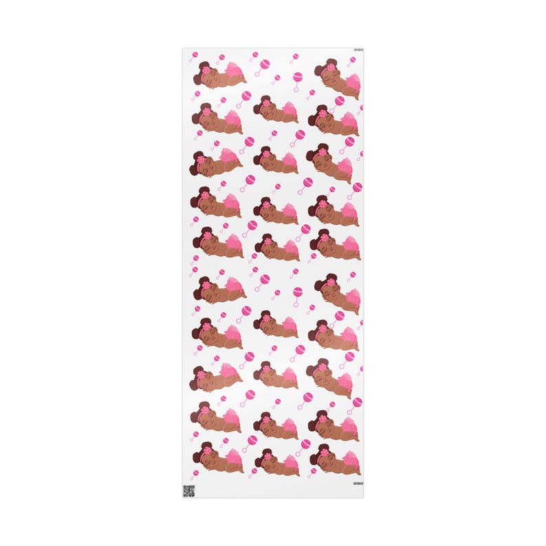 Baby Girl Gift Wrap, Joyful Brown Design, 90 gsm Art Paper image 7