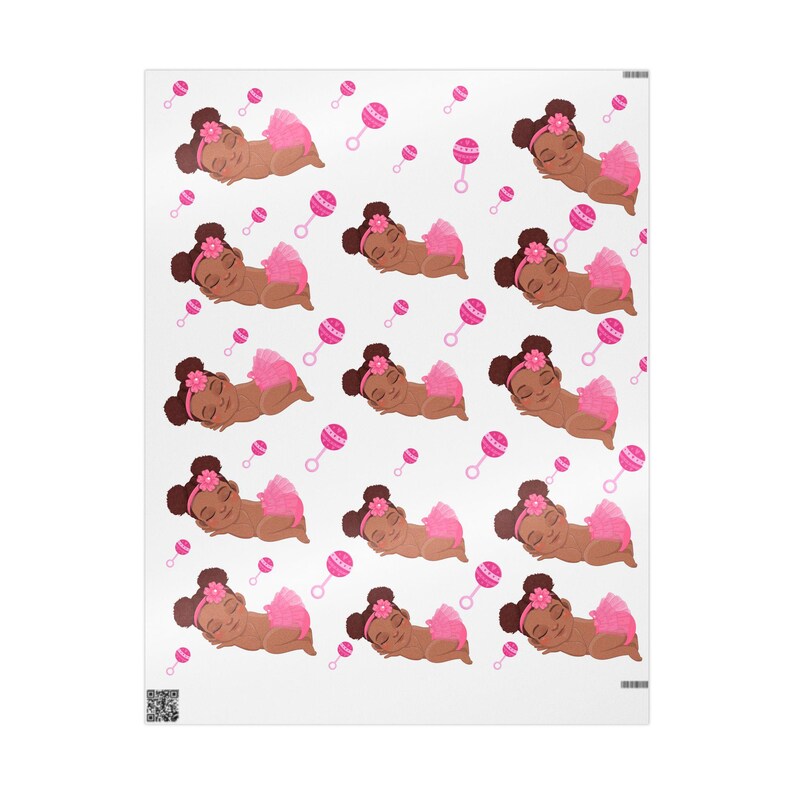 Baby Girl Gift Wrap, Joyful Brown Design, 90 gsm Art Paper image 5