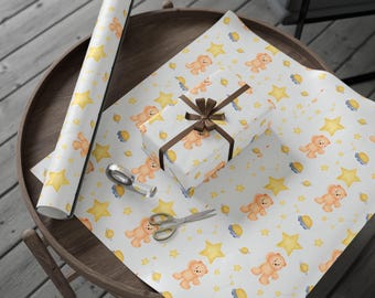 Cadeaupapier teddybeer inpakpapier babyshower