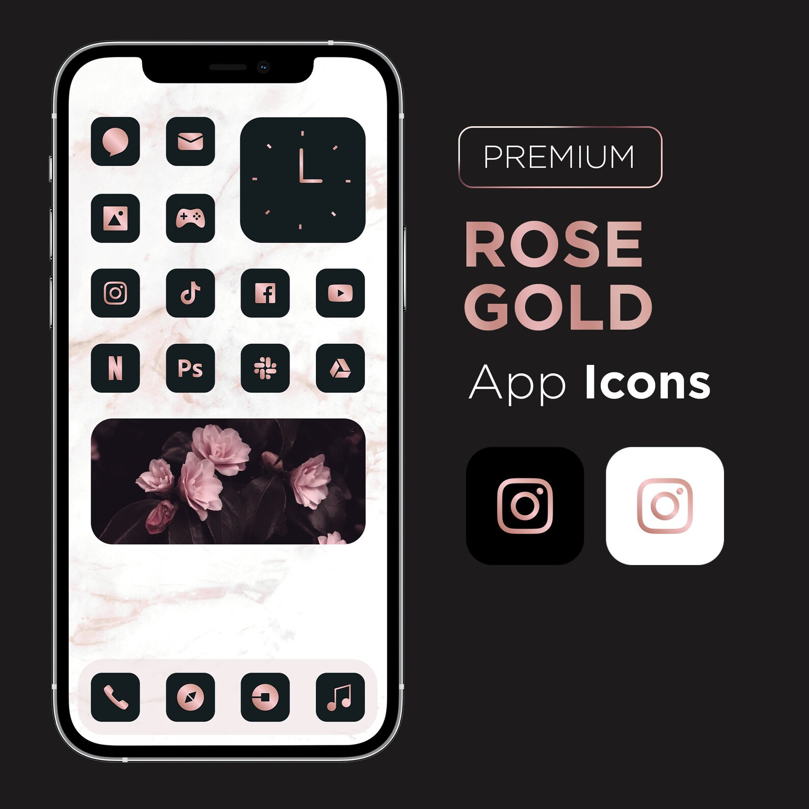 Premium Rose Gold iOS Icons including dark and light Etsy