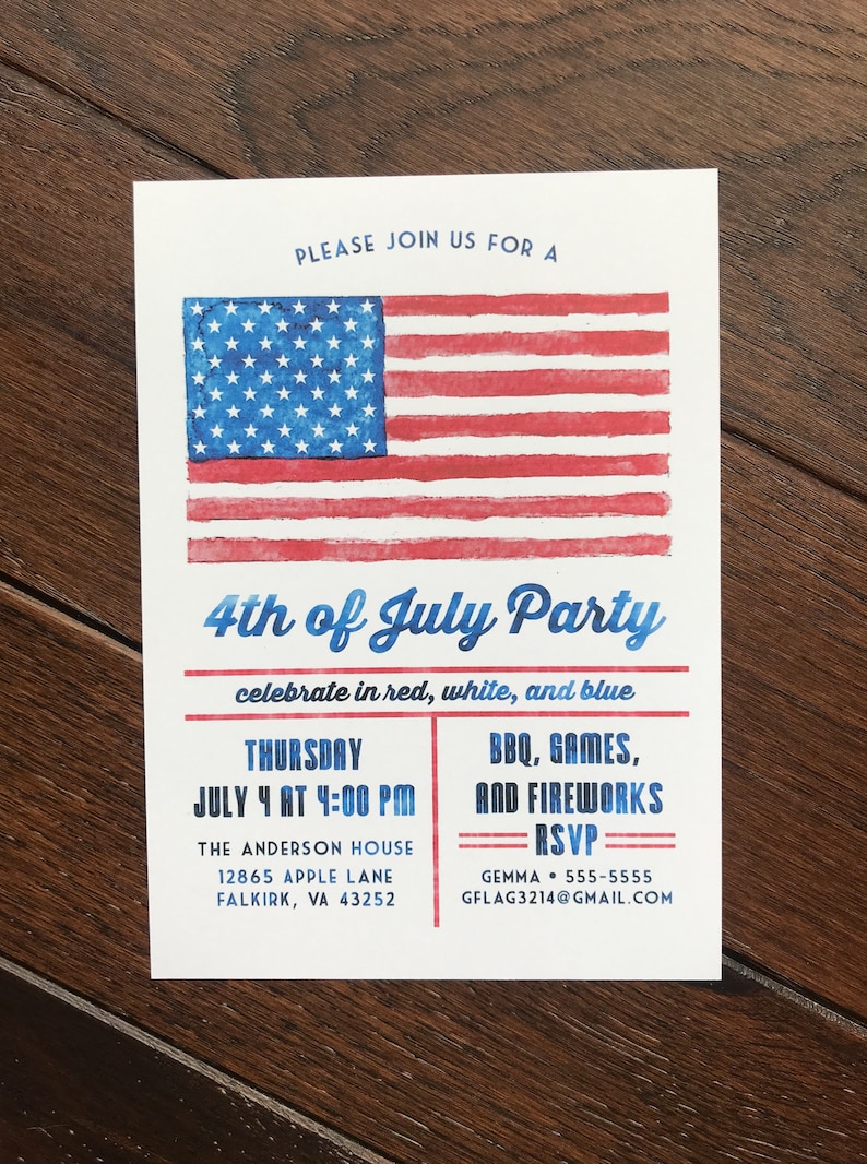 Rustic July 4th Party Invitation