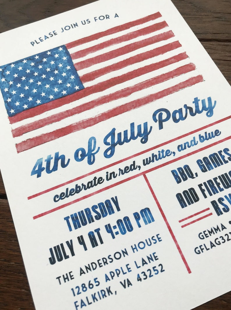 Rustic July 4th Party Invitation