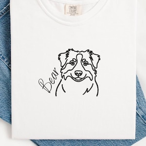 Aussie embroidery file - 3 sizes line art australian shepherd outline minimalist stitch design pattern for 5x7 hoop pes file for dog lover