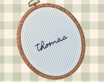 Custom name hand embroidered hoop, personalized nursery wall art, Hand Embroidered Name Sign, kid's room decor, baby shower gift